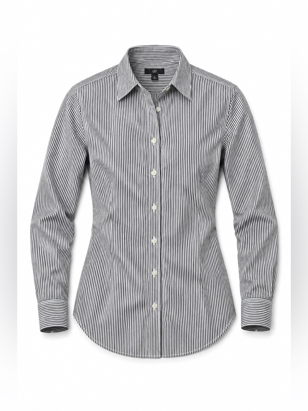 🍁GAP Women’s Black and White Stripe Dress Shirt - XL